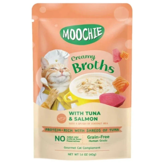 Moochie Creamy Broth Grain Free with Tuna & Salmon 40g