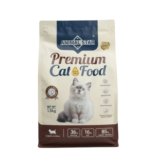 Animal star- premium dry cat food 1.5 kg chicken flavor for kitten