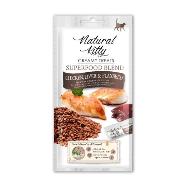 Natural Kitty Creamy Chicken Liver & Flaxseed Cat Treat 12g For Each Pack of 4