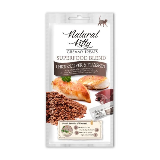 Natural Kitty Creamy Chicken Liver & Flaxseed Cat Treat 12g For Each Pack of 4