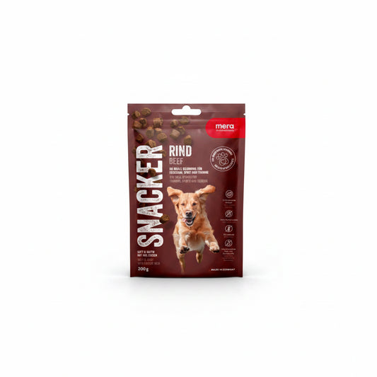 mera snacker beef dog treats 200g
