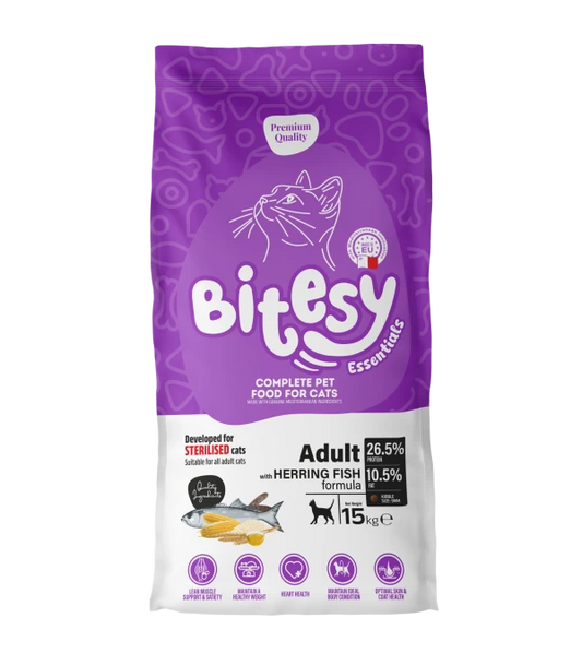 Bitesy Essentials Adult Cat Sterilised – Herring Fish (15 kg)