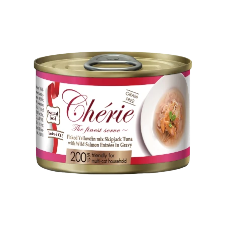 Cherie Shredded Tuna with Salmon Entrees in Gravy Adult Cat Wet Food 165g
