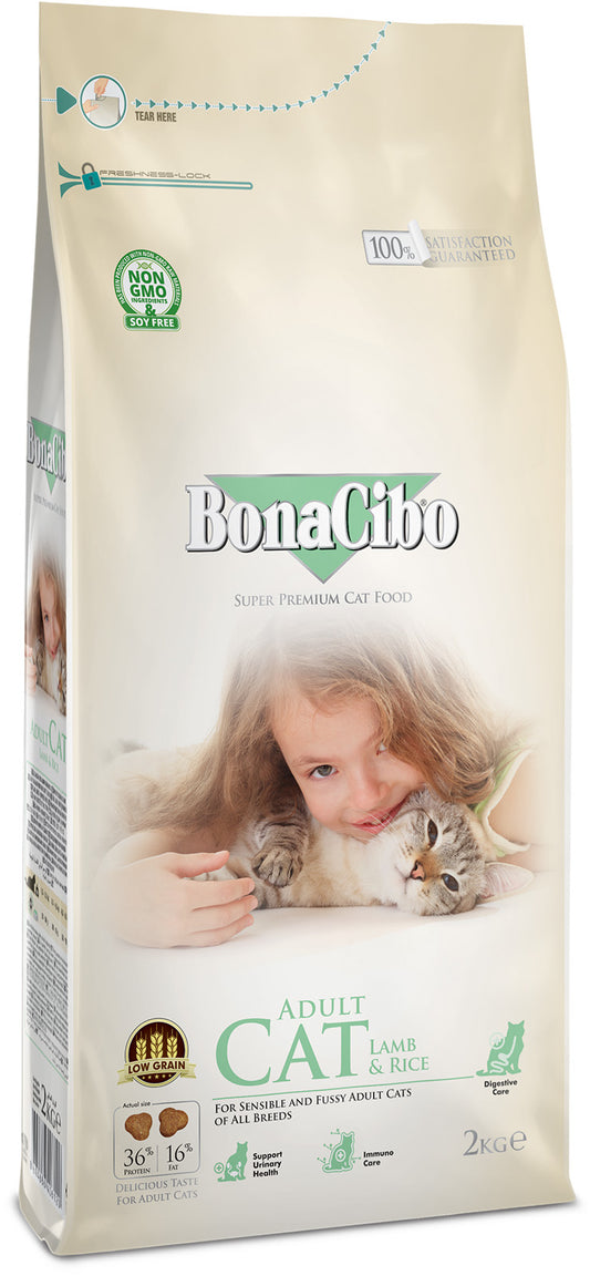 BonaCibo Adult Cat Lamb & Rice 2kg