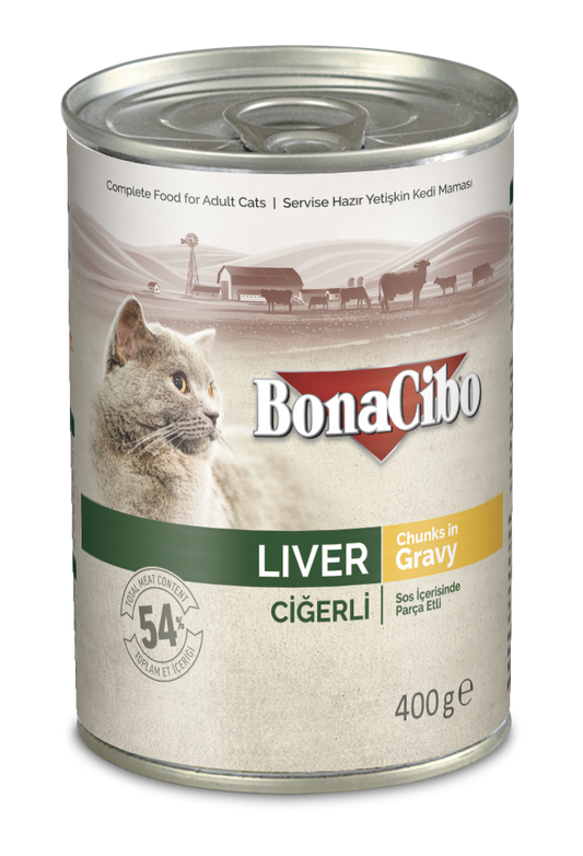 BonaCibo Liver Chunks In Gravy 12pc x 400g