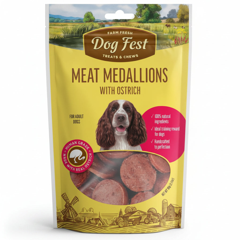 Medallions with ostrich (90g) for Dogs