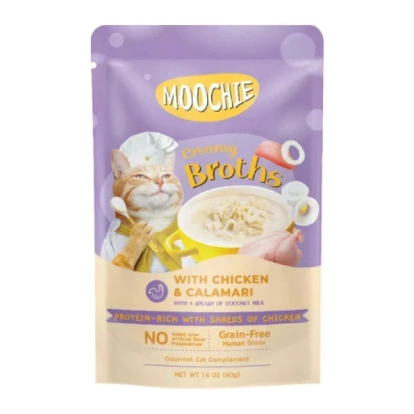 Moochie Creamy Broth Grain Free with Chicken & Calamari 40g