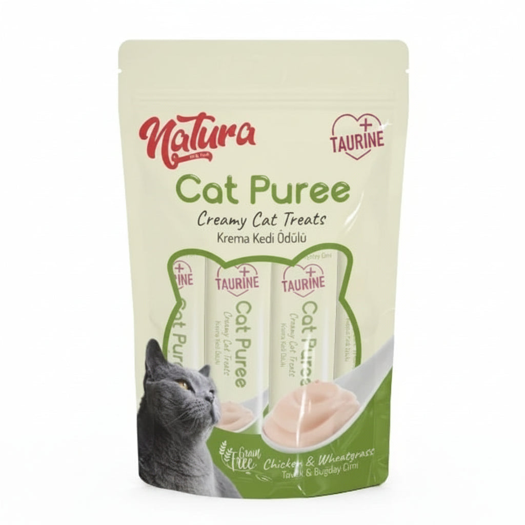 Natura Cat Puree Chicken & Wheatgrass 5x12gr