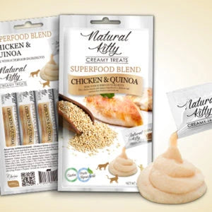 Natural Kitty Creamy Chicken & Quinoa Cat Treats 12g For Each Pack of 4