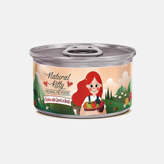 Natural Kitty Chicken with Carrot in Broth For All Ages Cat Wet Food 80g
