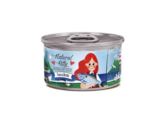Natural Kitty Tuna in Broth For All Ages Cat Wet Food 80g