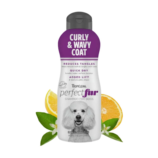 TROPICLEAN PERFECTFUR™ CURLY & WAVY COAT SHAMPOO FOR DOGS REDUCES TANGLES – QUICK DRY – ADDED LIFT