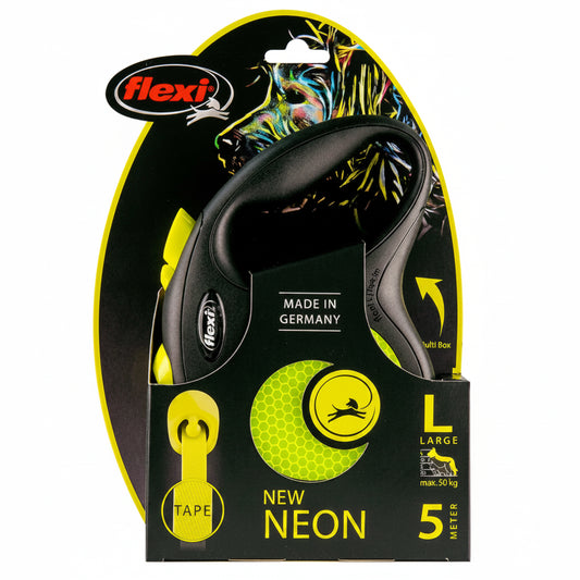 Flexi - New Neon Dog Cord - Yellow - 5 m - Large