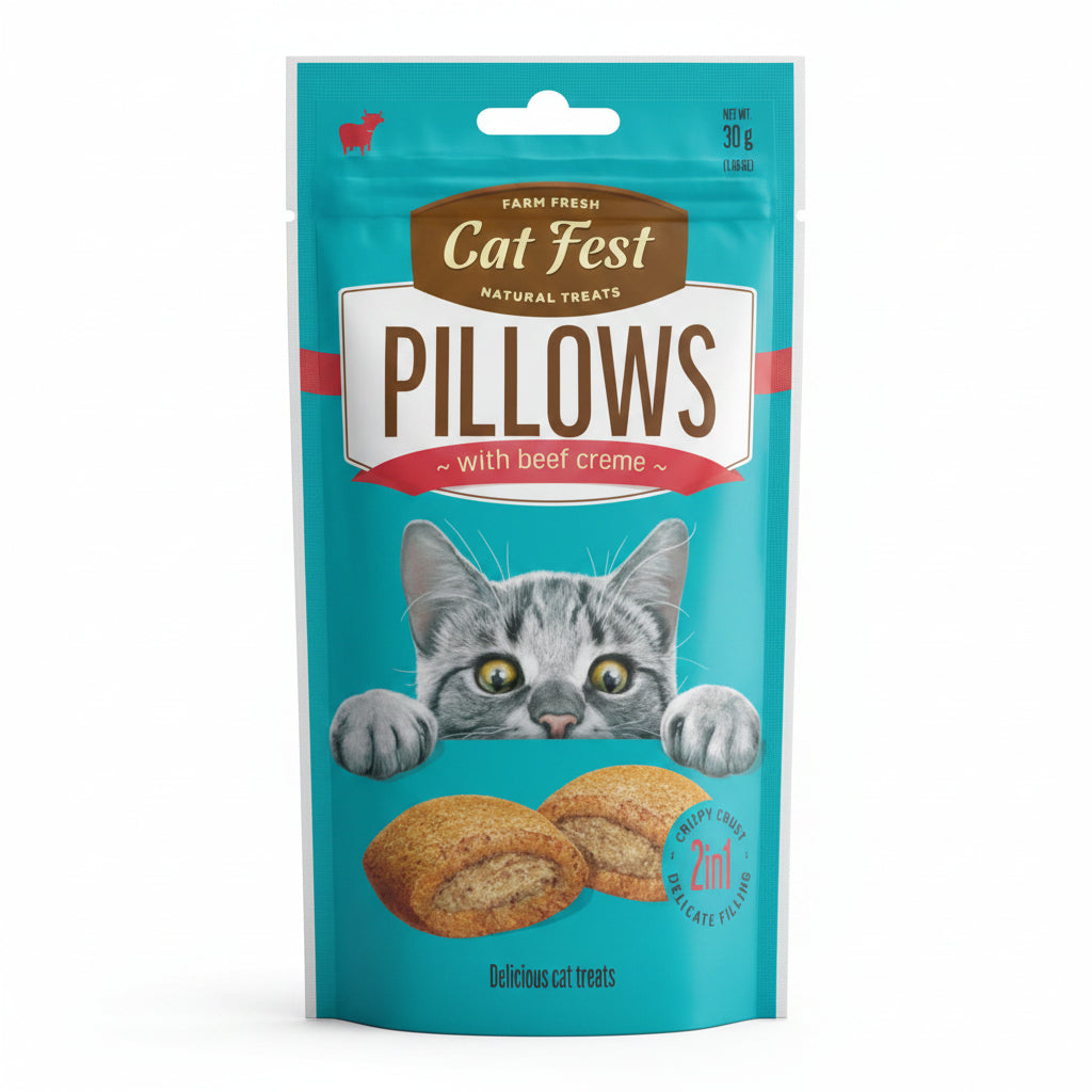 Pillows with beef crème (30g) for Cats