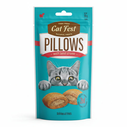 Pillows with beef crème (30g) for Cats