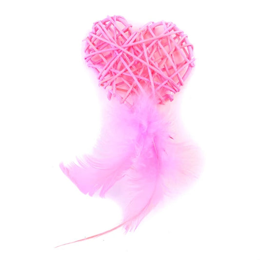 Heart With Feathers PINK 13x6.5cm