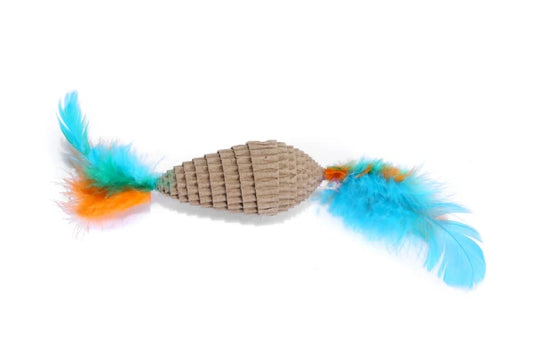Kraft Pineapple Scratcher With Feathers 15x3.5cm