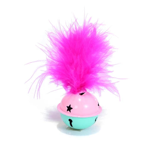 Jingle Bell With Feathers PINK 10x3.8cm