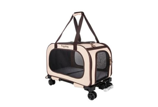 TravelTails Trolley Pet Carrier CREAM & CHOCOLATE 54 x 33 x 42cm