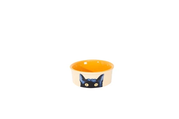 Black Cat Bowl YELLOW 10 x 10 x 4 cm HANDCRAFTED (180ml)