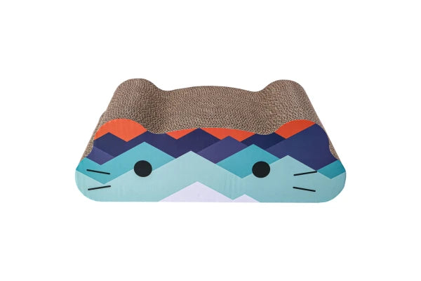 CartonCraze Scratcher Face BLUE Catnip 45 x 24 x 15cm