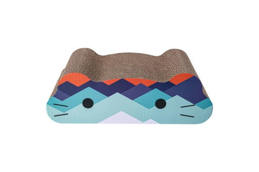 CartonCraze Scratcher Face BLUE Catnip 45 x 24 x 15cm