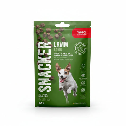 mera snacker lamb dog treats 200g