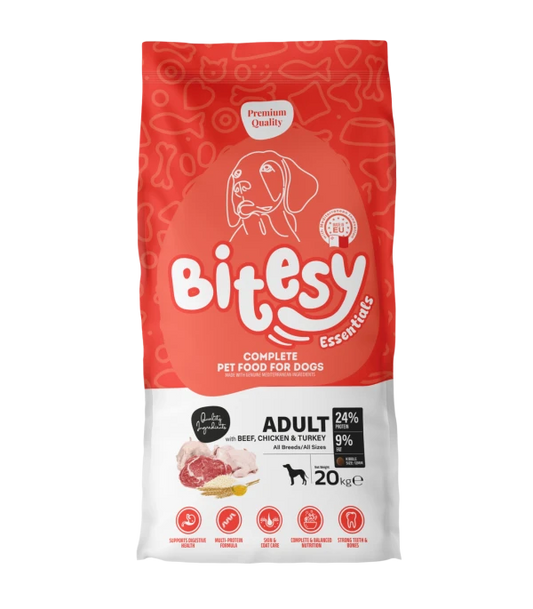 Bitesy Essentials Adult Dog – Beef, Chicken & Turkey (20 kg)