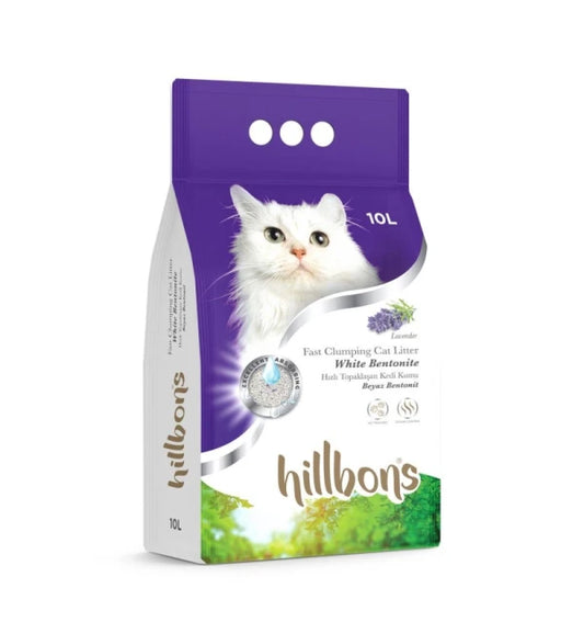 Hillbons White Bentonite Cat Litter - Lavender Scent 10L