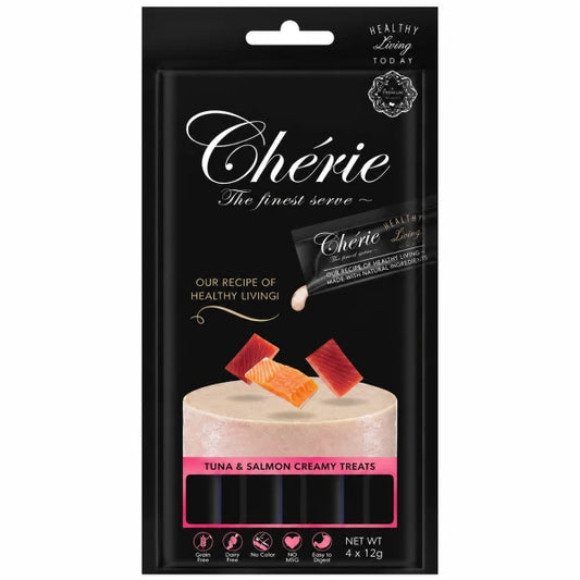 Cherie Healthy Living Creamy Tuna & Salmon Cat Treat 12g for Each Pack of 4