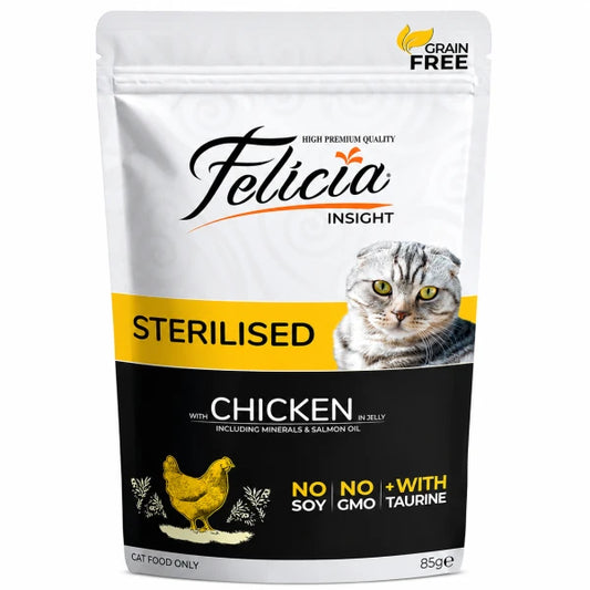 Felicia with Chicken in Jelly Sterilised Adult Cat Wet Food 85g