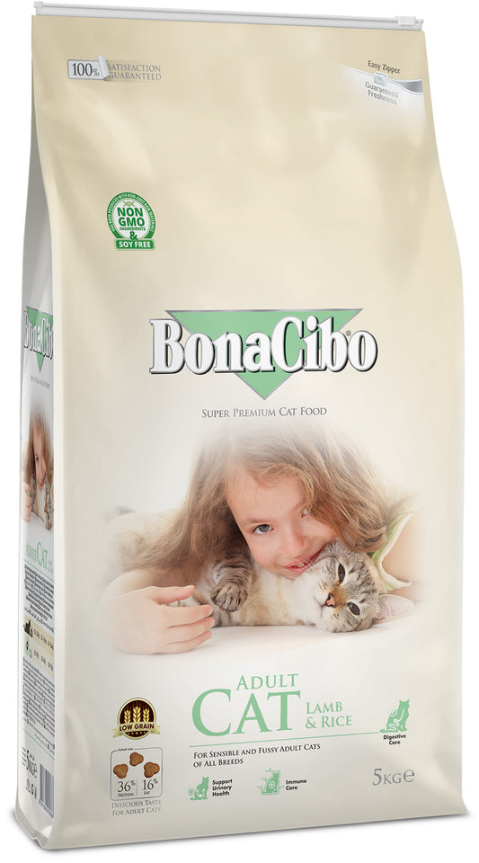 BonaCibo Adult Cat Lamb & Rice 5kg