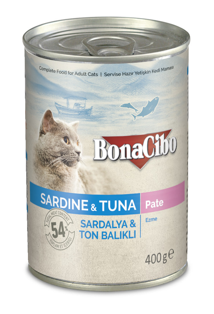 BonaCibo Sardine & Tuna Chunks In Jelly 12pc x 400g