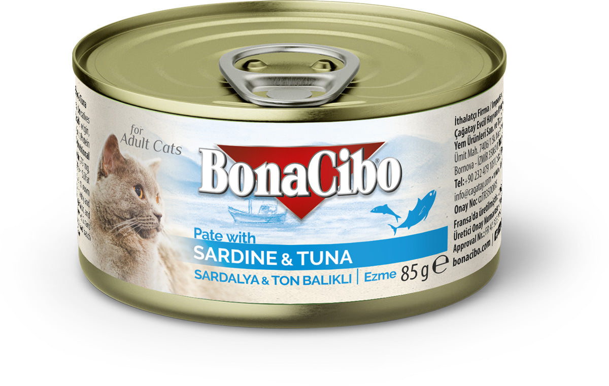 BonaCibo Pate With Sardine And Tuna For Cats 12pc x 85g