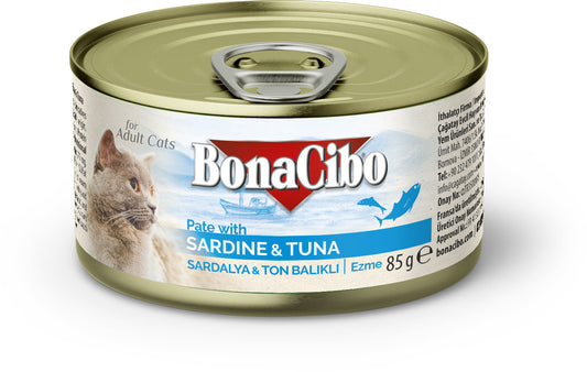 BonaCibo Pate With Sardine And Tuna For Cats 12pc x 85g