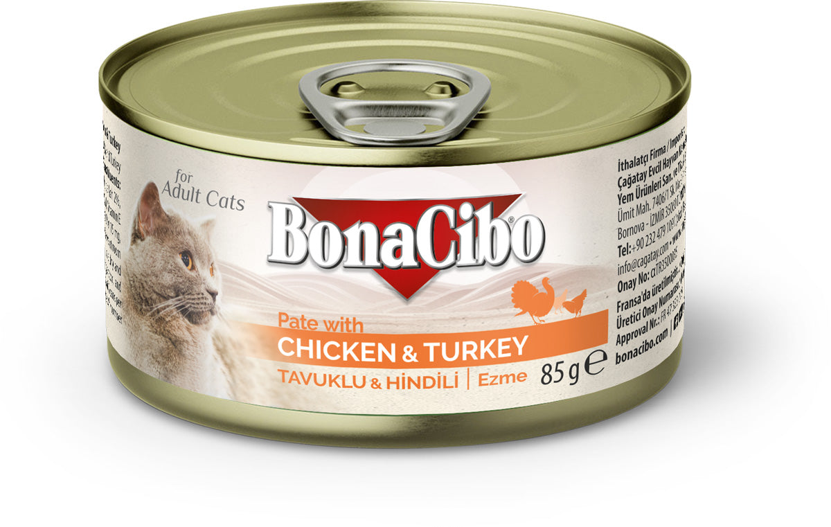 BonaCibo Pate With Chicken And Turkey For Cats 12pc x 85g