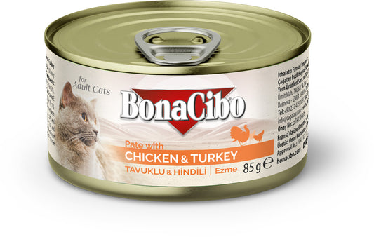 BonaCibo Pate With Chicken And Turkey For Cats 12pc x 85g