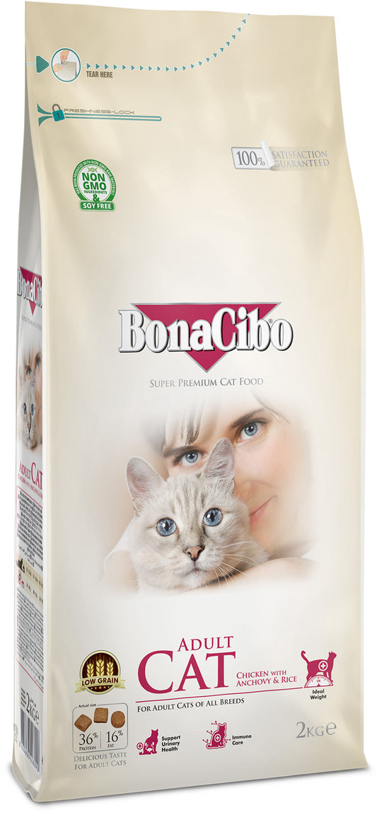 BonaCibo Chiken Anchovy Rice Adult Cat  2kg