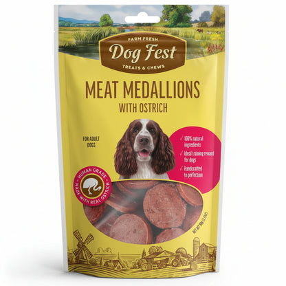 Medallions with ostrich (90g) for Dogs